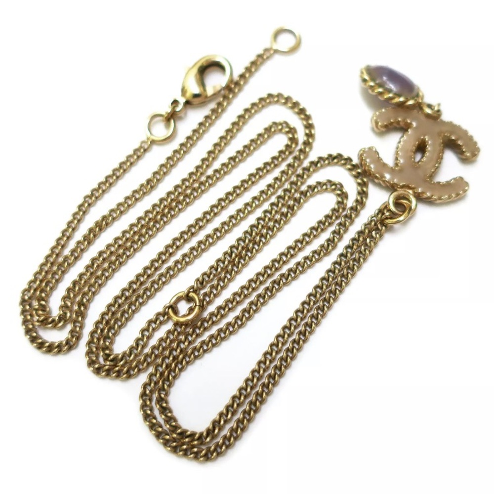 ❗️SOLD❗️Chanel beige purple enamel necklace 12C